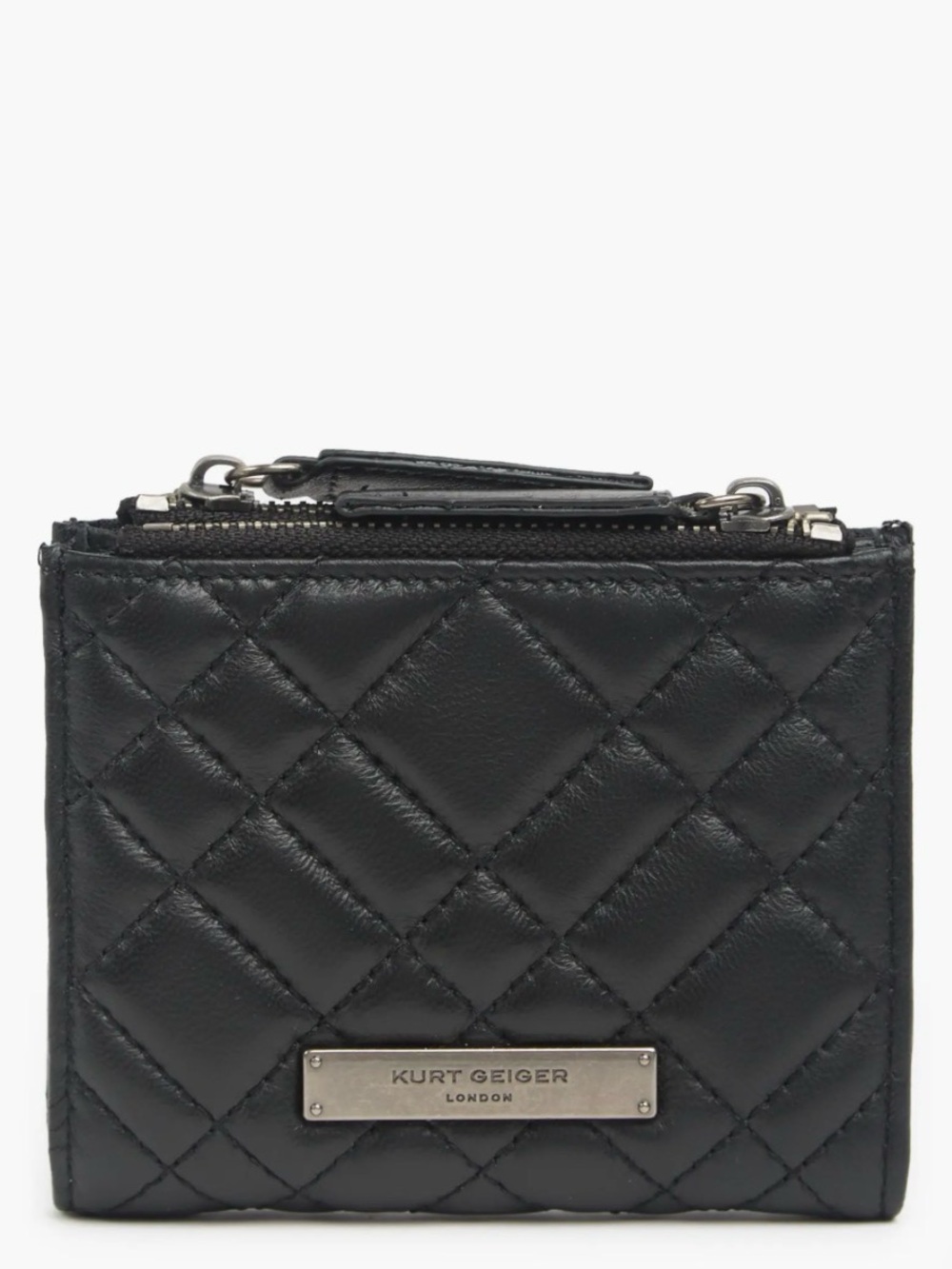 Kurt Geiger Black Quilted Leather Coin & Card Pouch